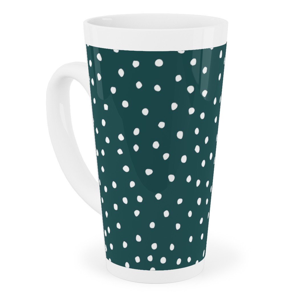 Dots - White on Emerald Tall Latte Mug, 17oz, Green