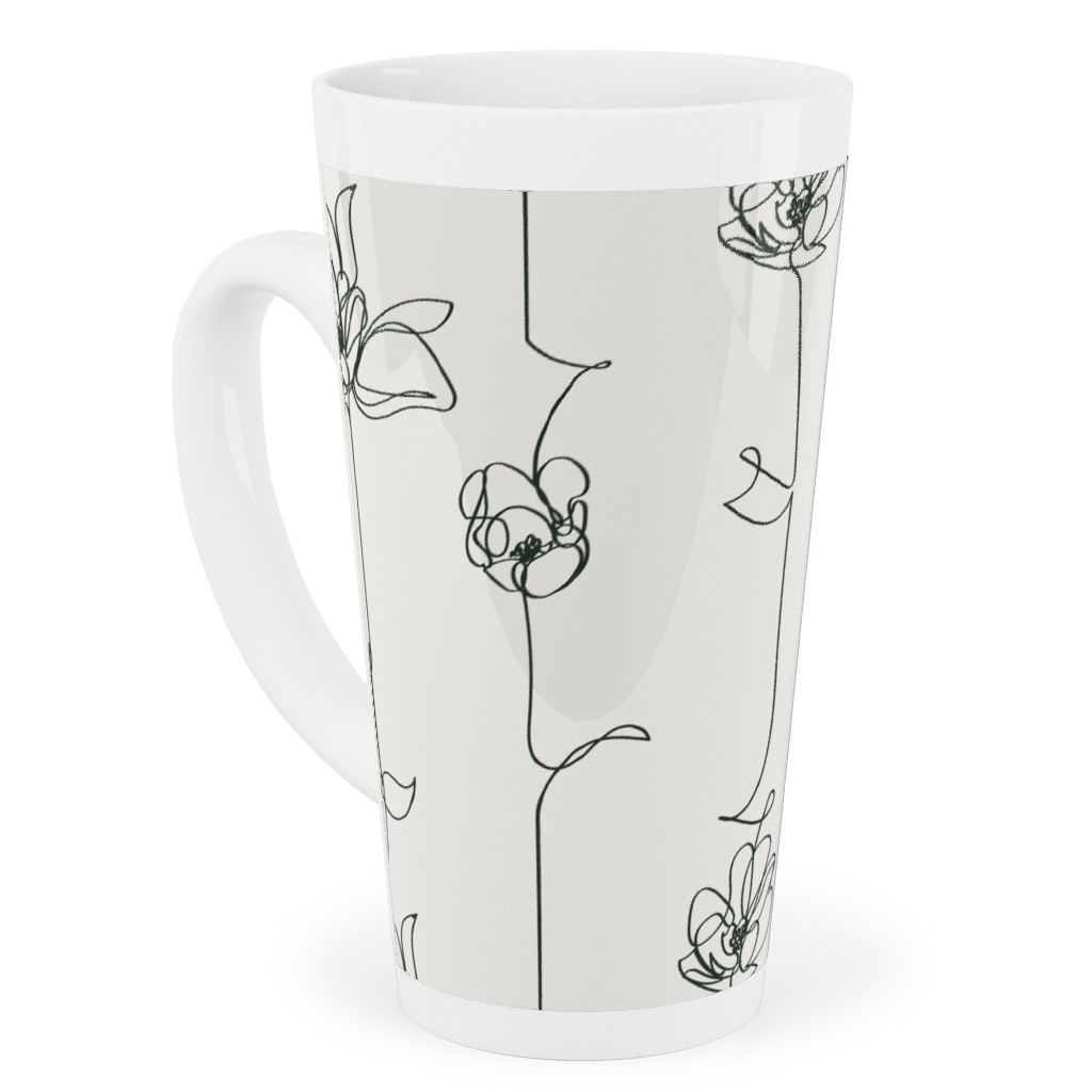 One Line Floral - Light Tall Latte Mug, 17oz, White