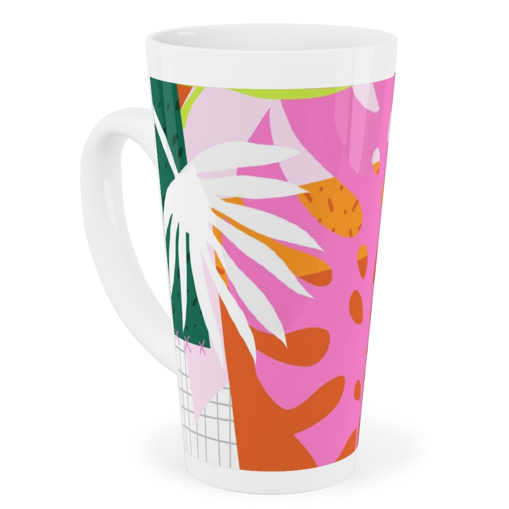 Palm Leaves Patchwork Summer Collage - Multi Tall Latte Mug, 17oz, Multicolor
