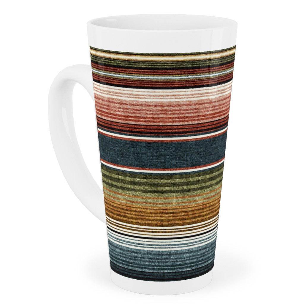 Serape Southwest Stripes - Multi Earthy Tall Latte Mug, 17oz, Multicolor