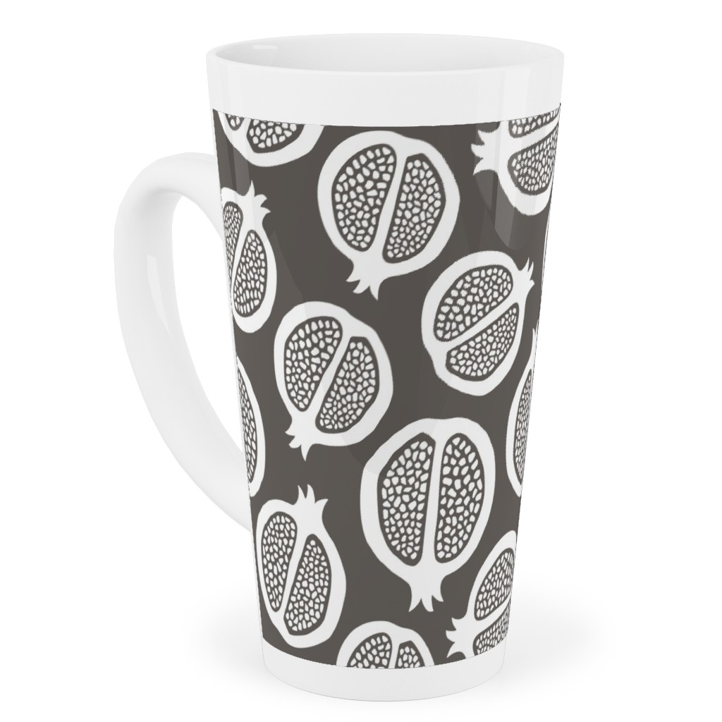 Pomegranate - Black & White Tall Latte Mug, 17oz, Gray, Gray