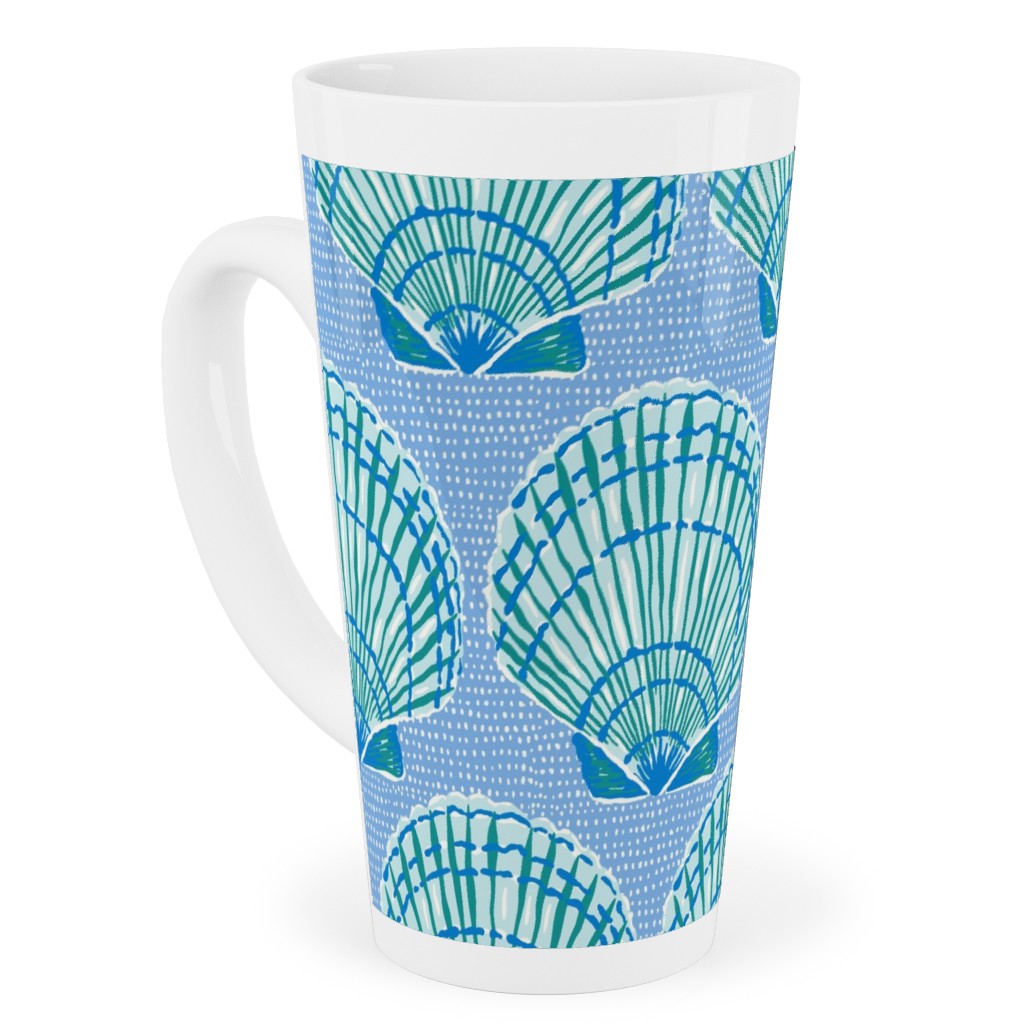 Clams - Blue Tall Latte Mug, 17oz, Blue