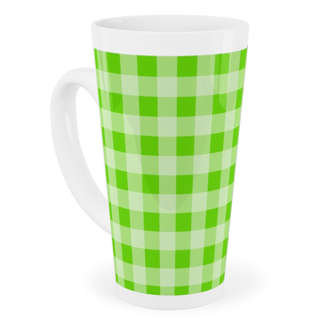 Gingham Checker - Green Tall Latte Mug, 17oz, Green, Classic Green