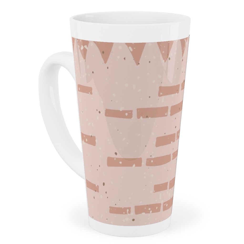 Boho Tribal Dashed Geometric - Pink Tall Latte Mug, 17oz, Pink