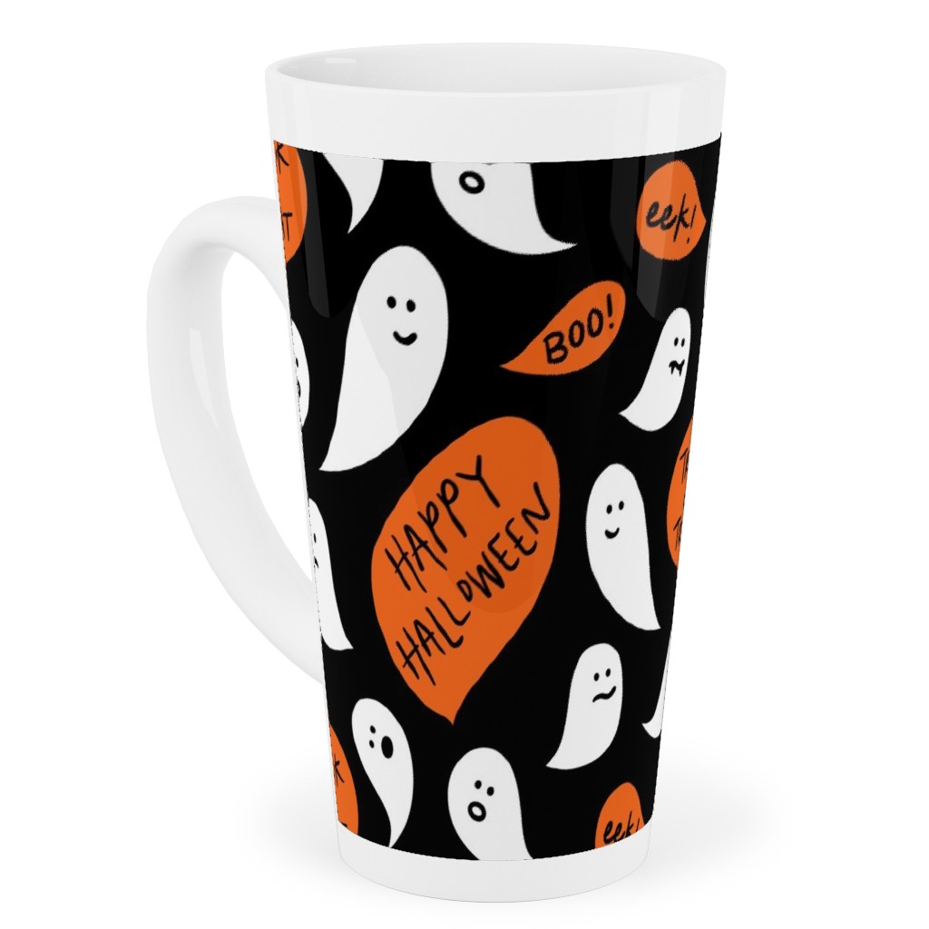 Halloween Ghosts Happy Halloween Tall Latte Mug, 17oz, Black