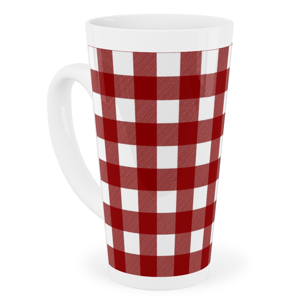 Traditional Red Buffalo Plaid Tall Latte Mug, 17oz, Red