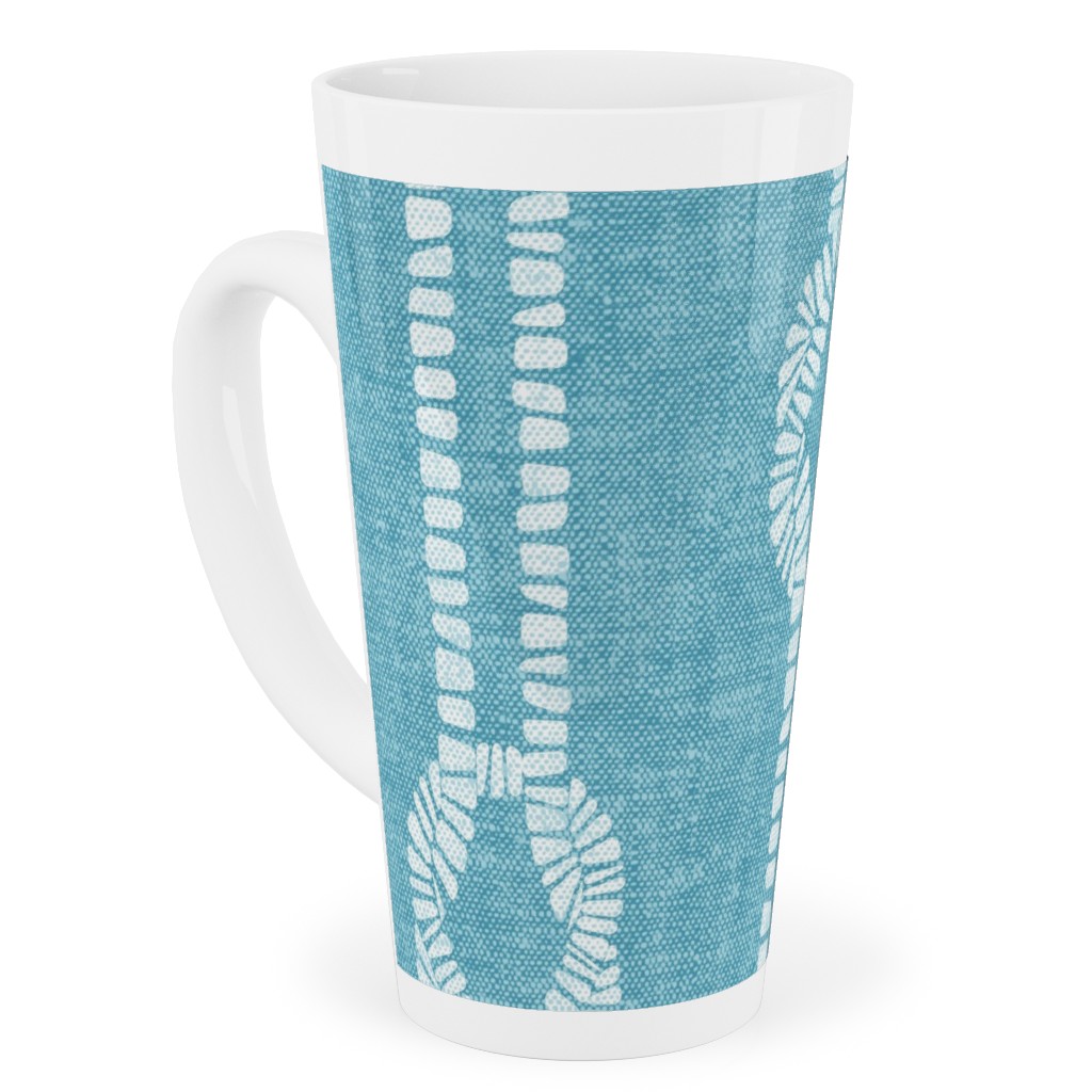 Nautical Coastal Square Rope Knots - Summer Blue Tall Latte Mug, 17oz, Blue, True Blue
