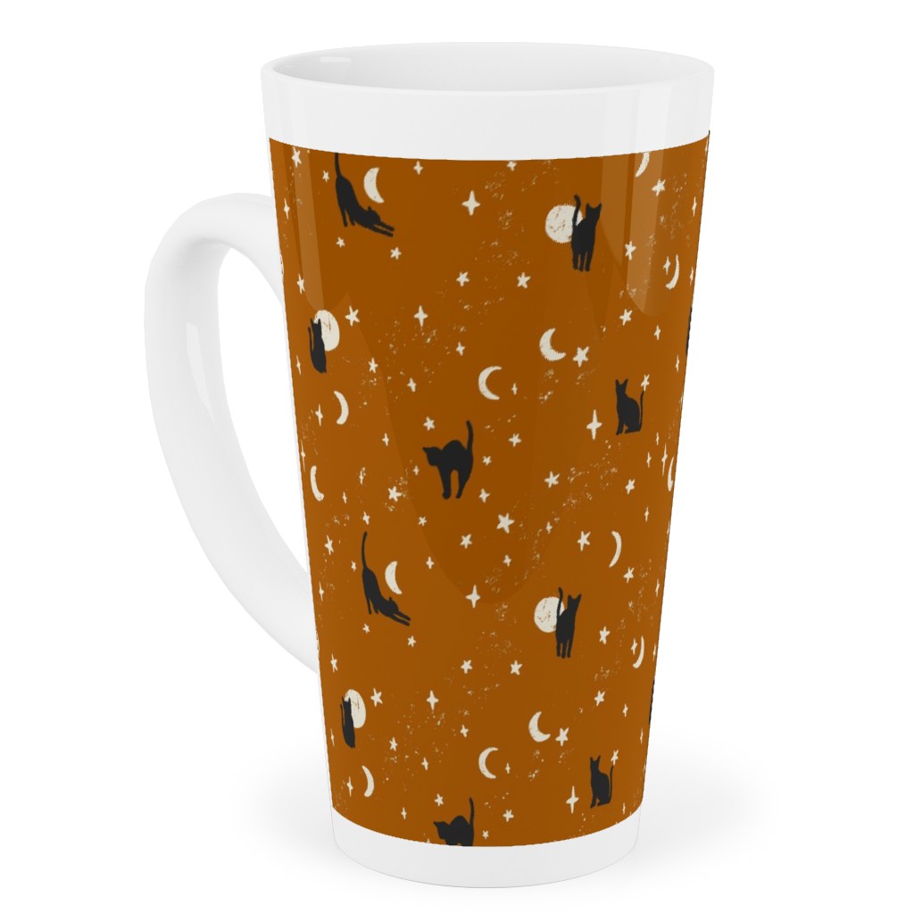 Halloween Black Cats - Orange Tall Latte Mug, 17oz, Orange