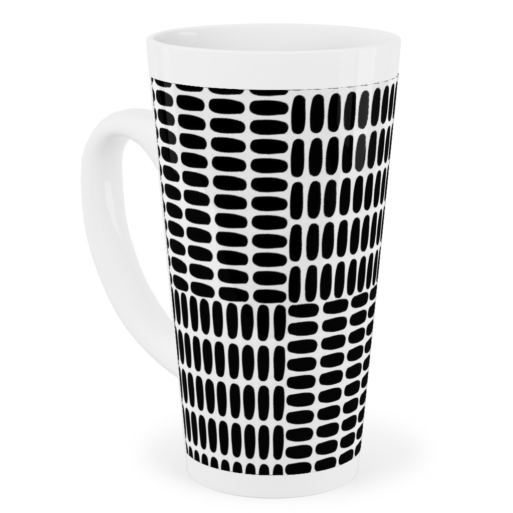 Basketweave - Neutral Tall Latte Mug, 17oz, Black, Black