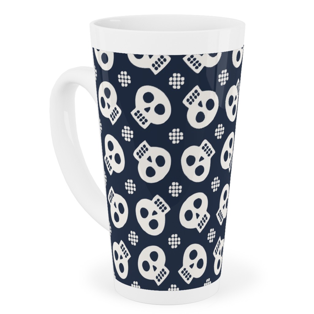 Halloween Skulls Tall Latte Mug, 17oz, Black, Silhouette