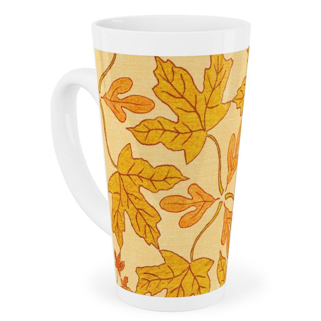 Autumn Leaf Kaleidoscope Tall Latte Mug, 17oz, Orange, Orange