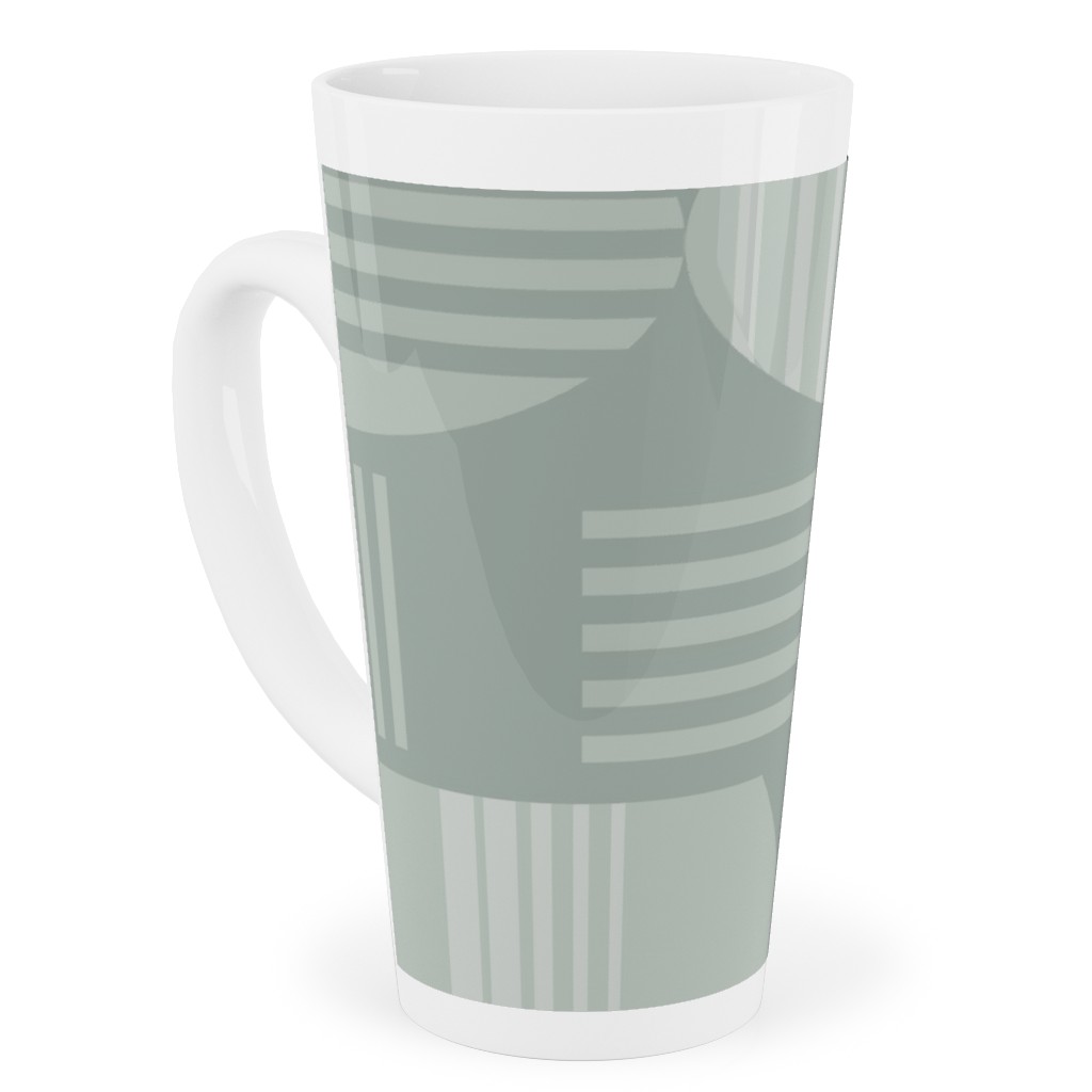 Ovals and Arrows - Neutral Sage Tall Latte Mug, 17oz, Green