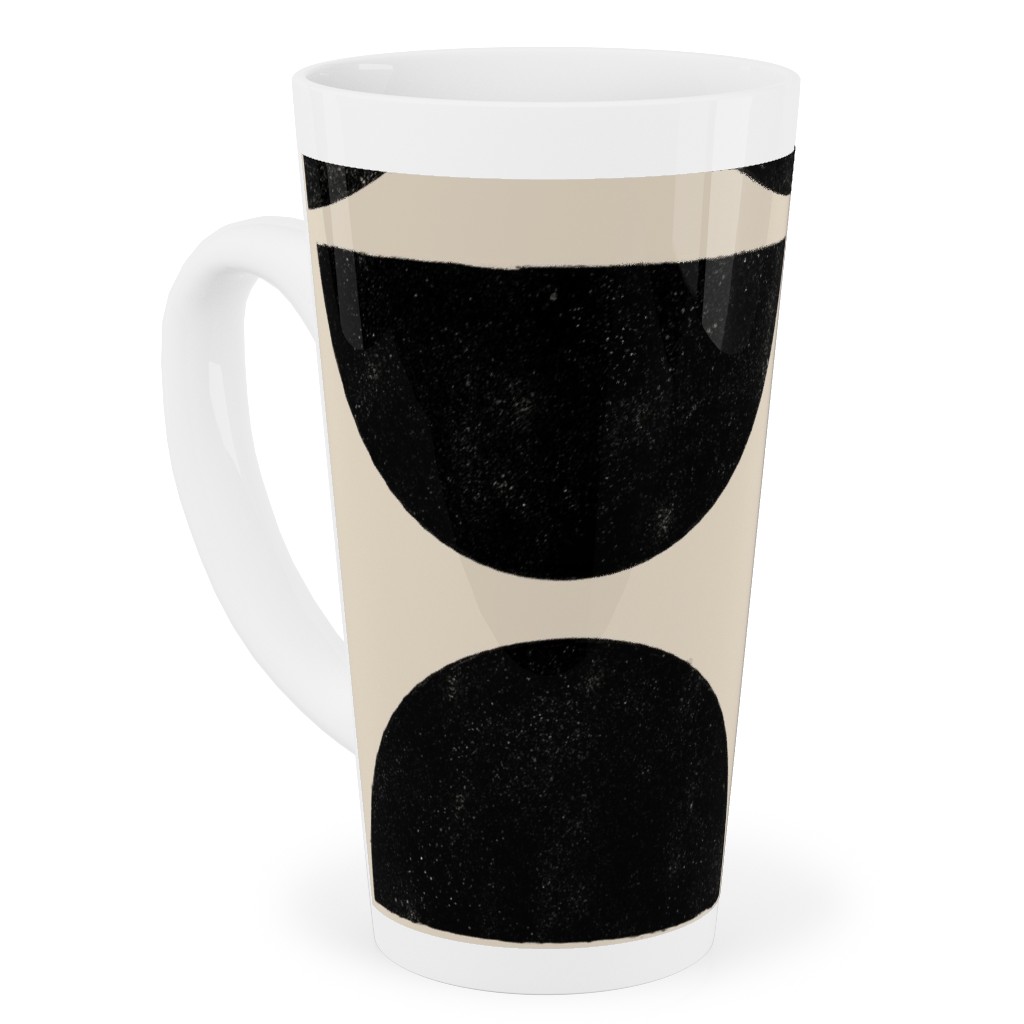 Half Moons - Black and Cream Tall Latte Mug, 17oz, Beige, Pearl