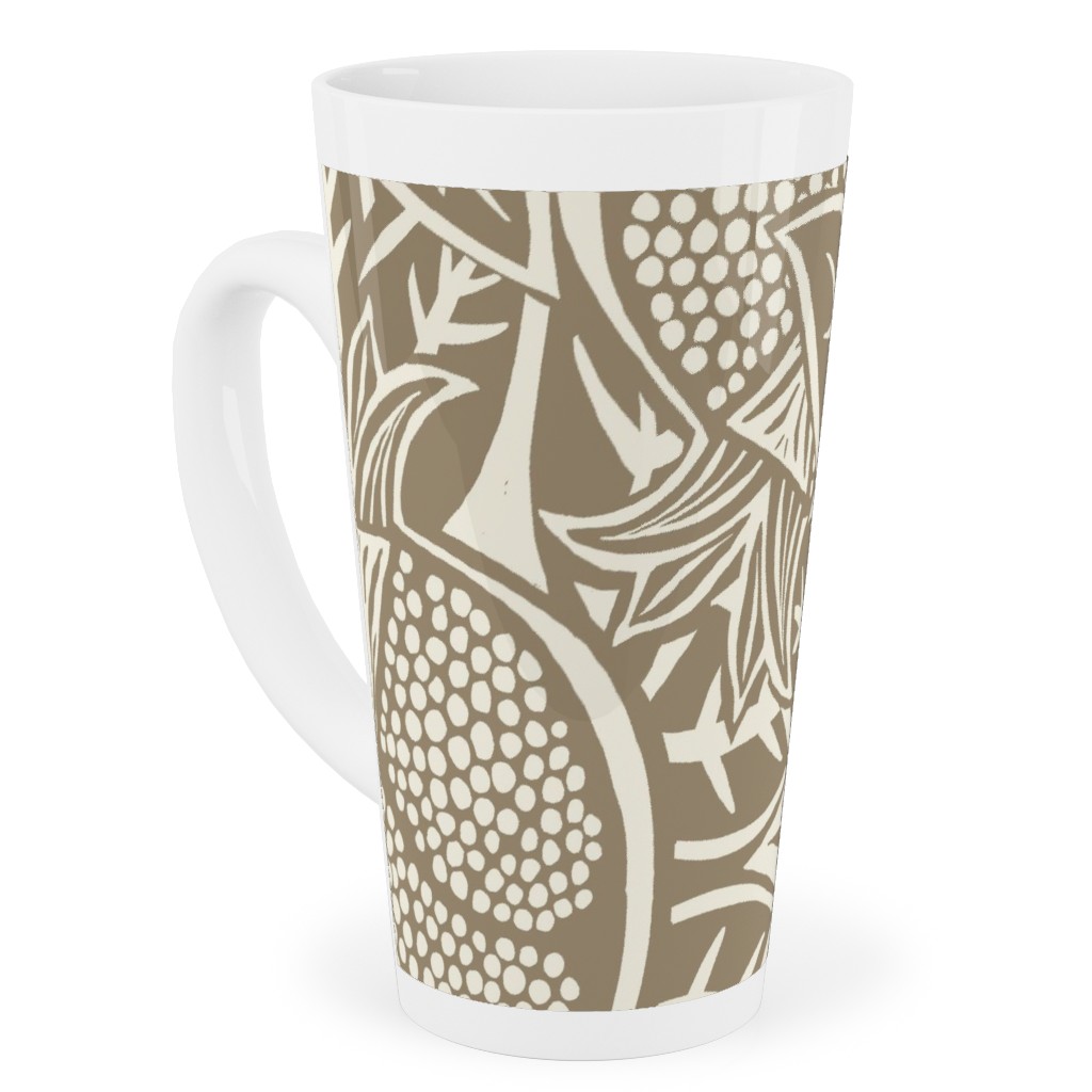 Pomegranate Block Print - Neutral Tall Latte Mug, 17oz, Brown, Brown