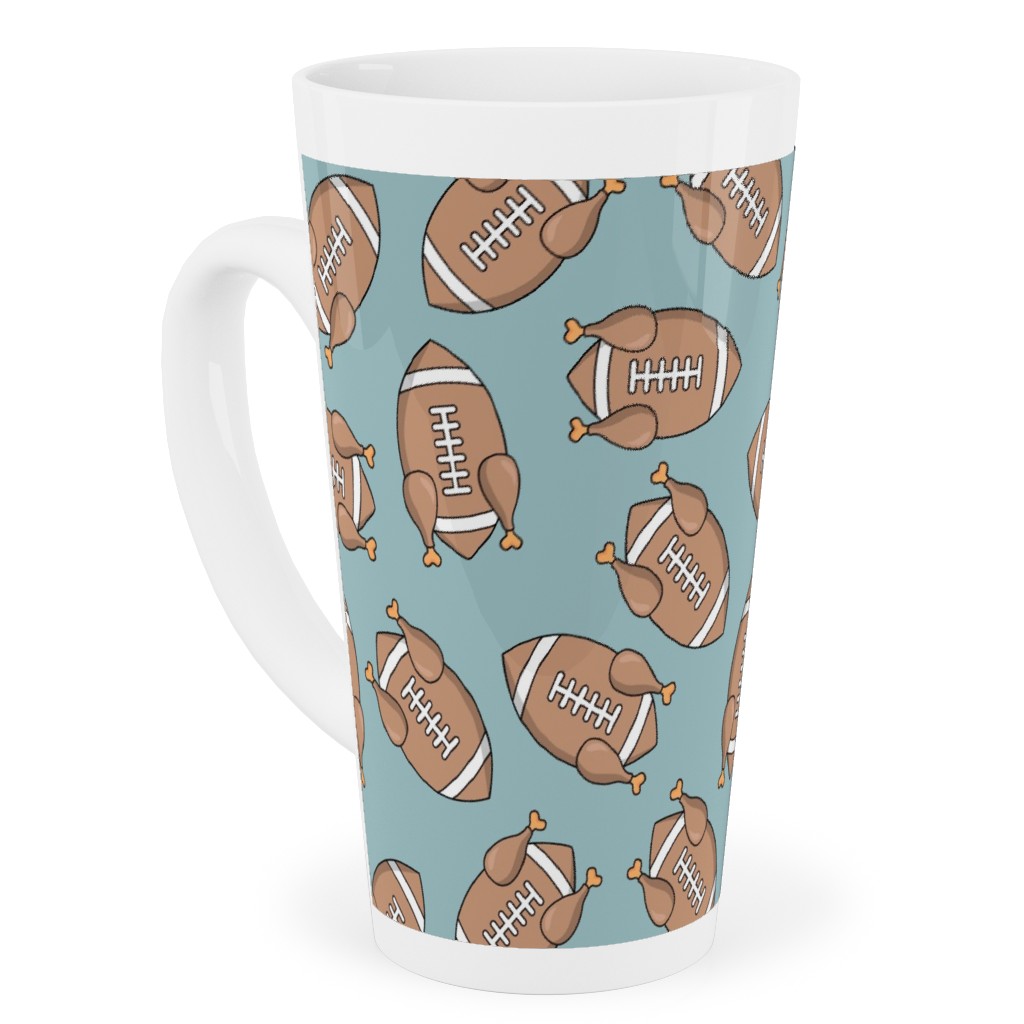 Turkey Football Tall Latte Mug, 17oz, Blue, Silver