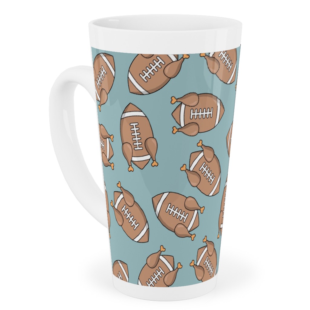 Turkey Football Tall Latte Mug, 17oz, Blue