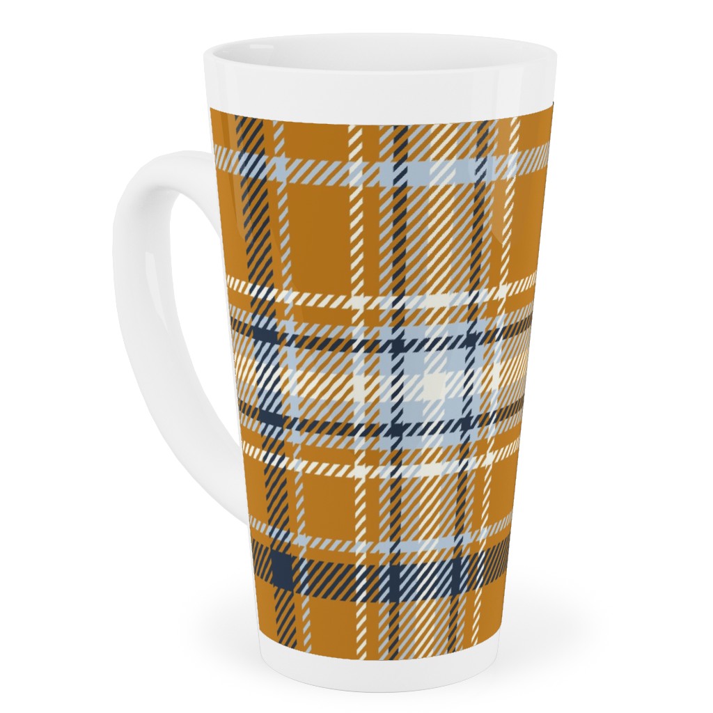 Desert Sun Plaid - Orange Tall Latte Mug, 17oz, Orange