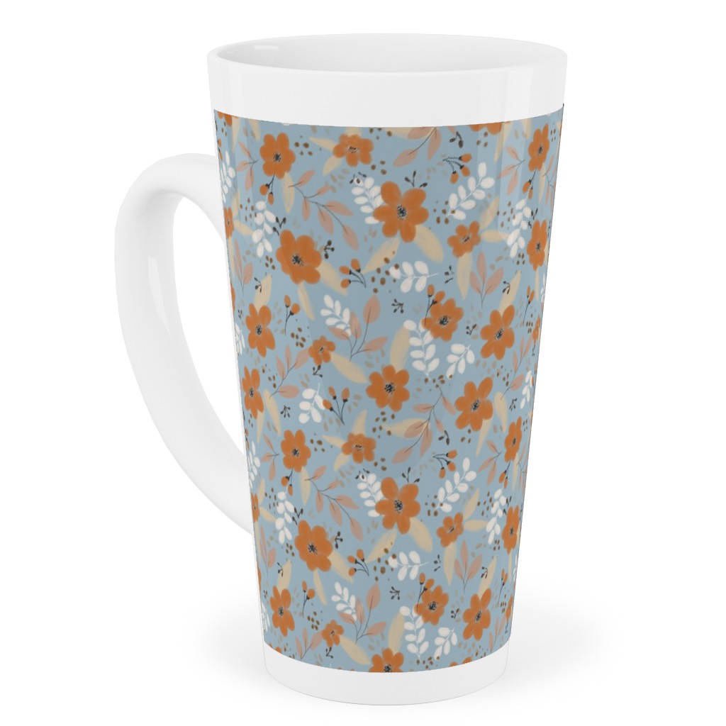 Fall Floral Tall Latte Mug, 17oz, Blue