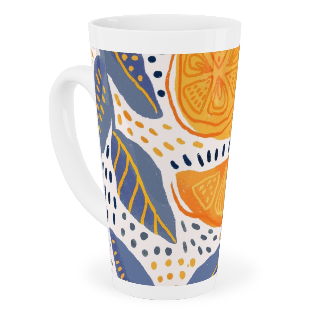 Give Me Those Lemons - Blue and Yellow Tall Latte Mug, 17oz, Yellow, Classic Yellow