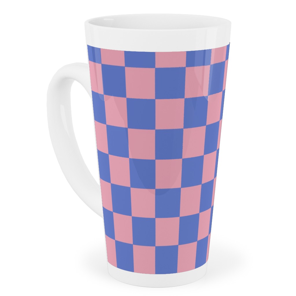 Fun Checkers - Pink and Purple Tall Latte Mug, 17oz, Pink