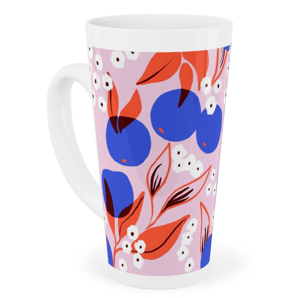Abstract Fruits and Flowers - Multi Tall Latte Mug, 17oz, Multicolor