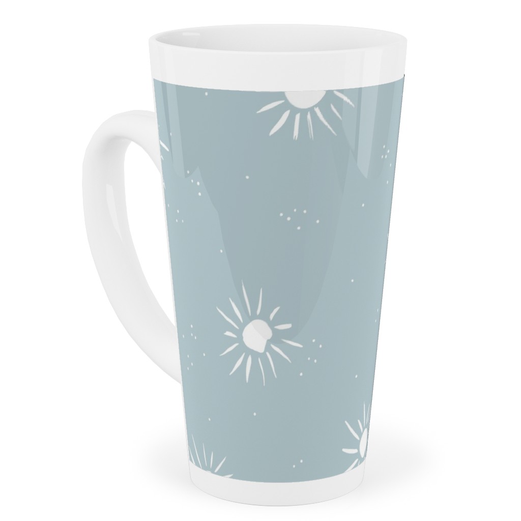 Seventies Retro Style Sunshine Tall Latte Mug, 17oz, Blue, Celeste