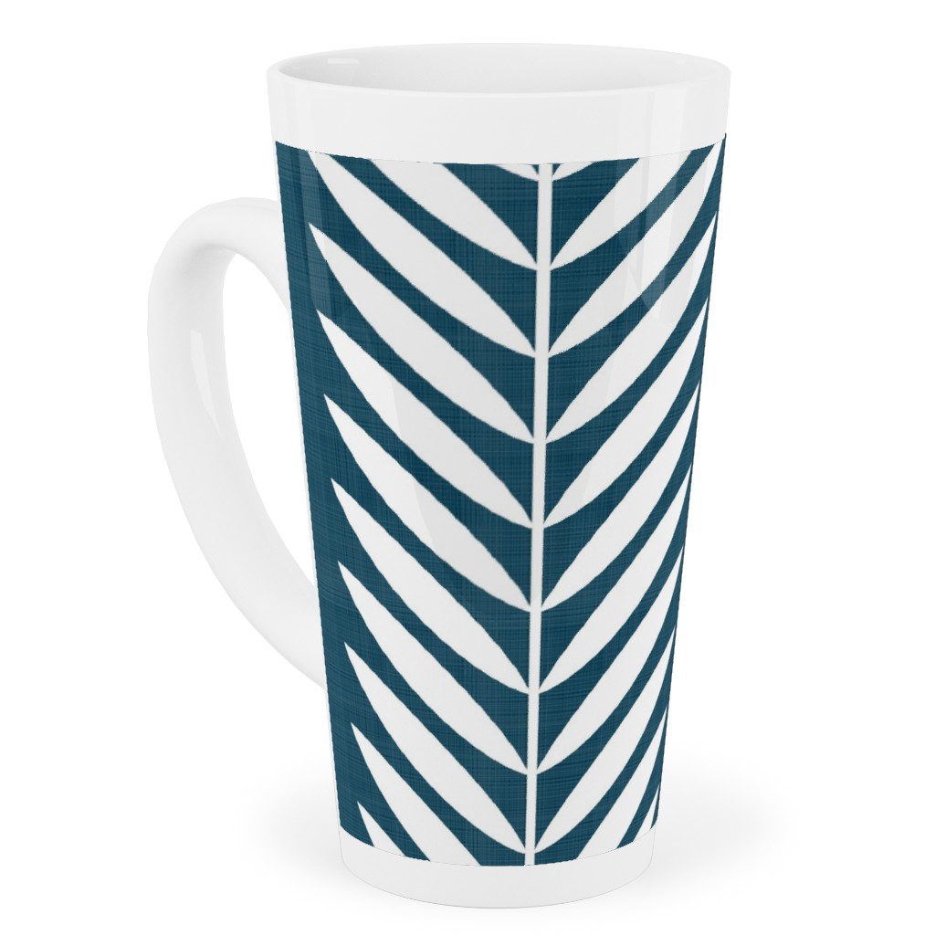 Laurel Leaf Stripe Tall Latte Mug, 17oz, Blue
