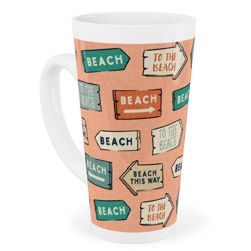 Beach Signs - To the Beach - Peach Tall Latte Mug, 17oz, Orange, Orange