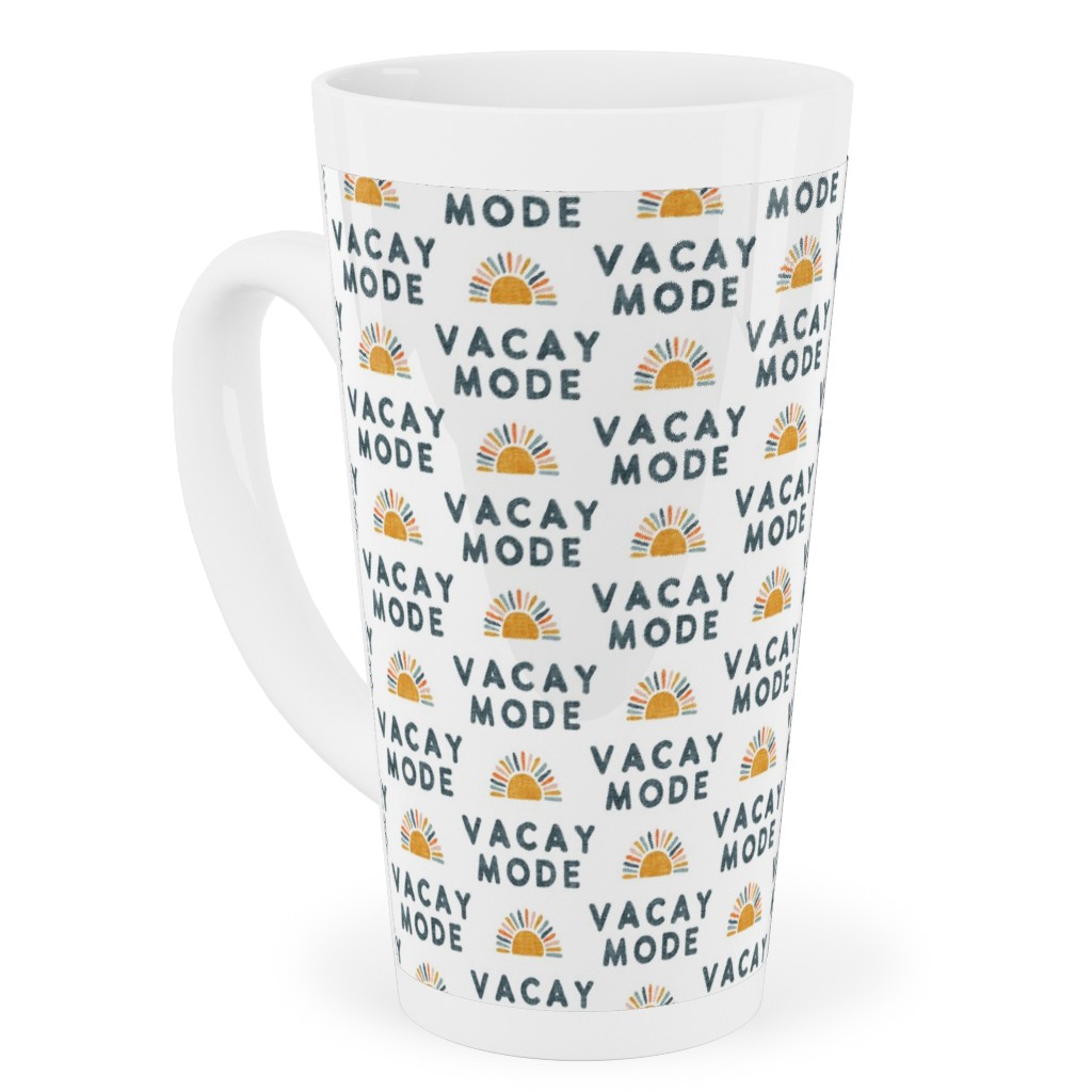 Vacay Mode and Sunshine Tall Latte Mug, 17oz, Yellow, Silver Lining
