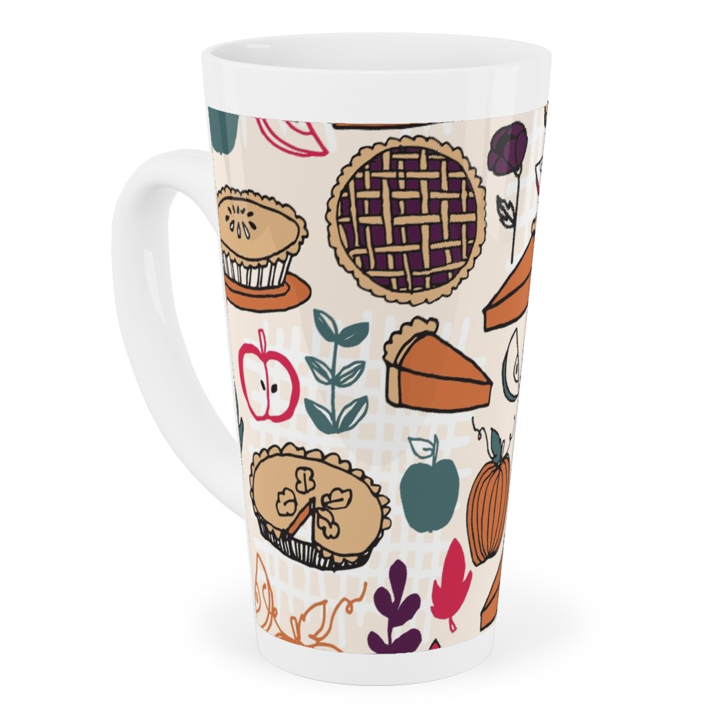 Thanksgiving Apple and Pumpkin Pies Tall Latte Mug, 17oz, Multicolor