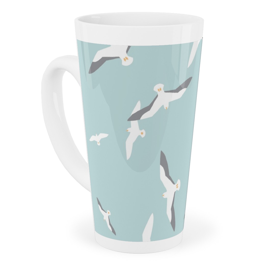 Flying Seagulls - Blue Tall Latte Mug, 17oz, Blue