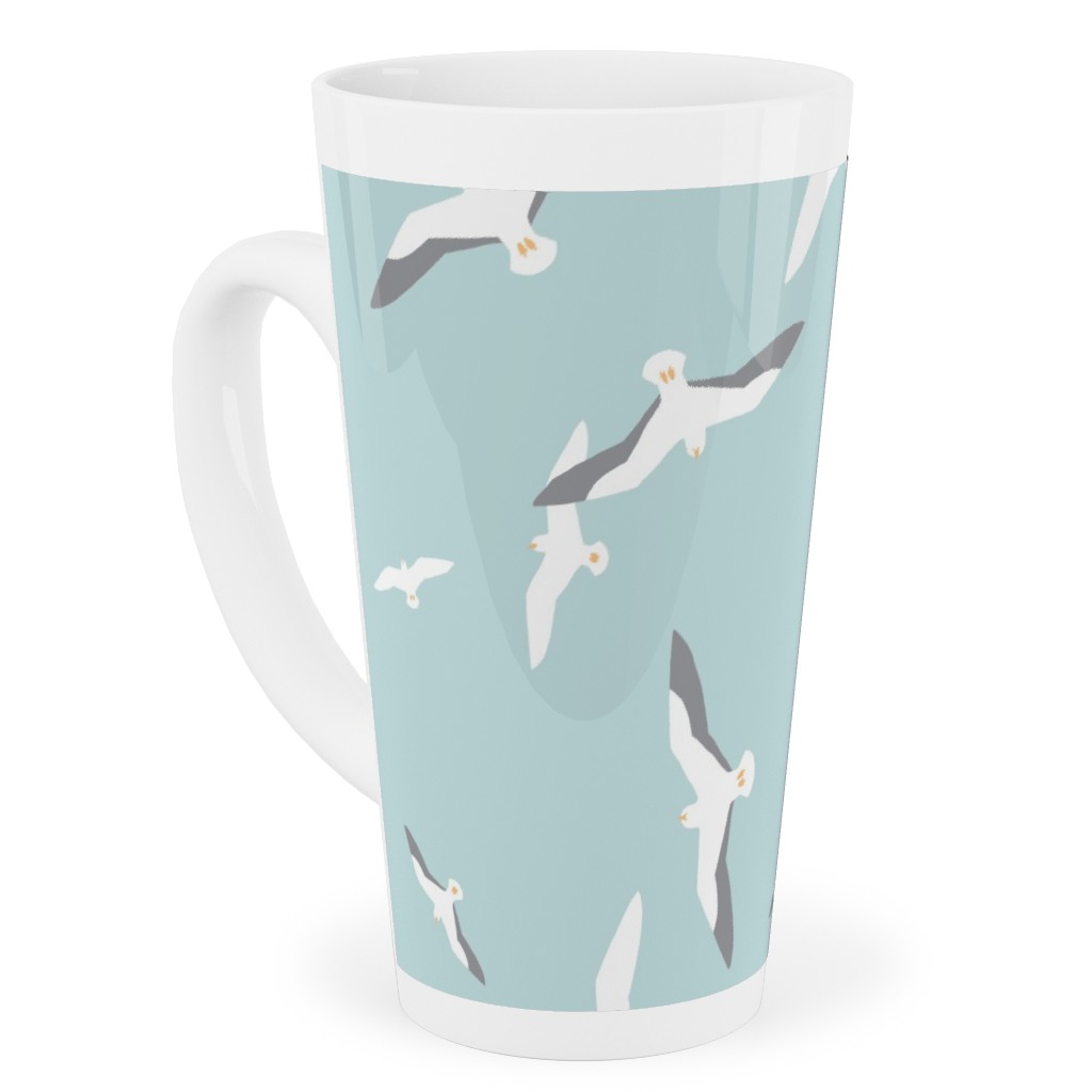 Flying Seagulls - Blue Tall Latte Mug, 17oz, Blue, True Blue