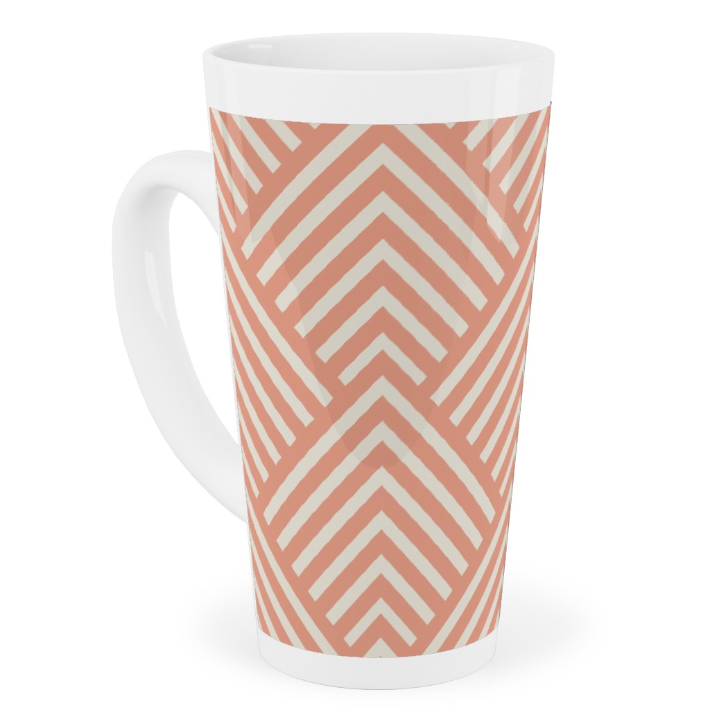 Mod Triangles - Blush Tall Latte Mug, 17oz, Pink, Bright Pink