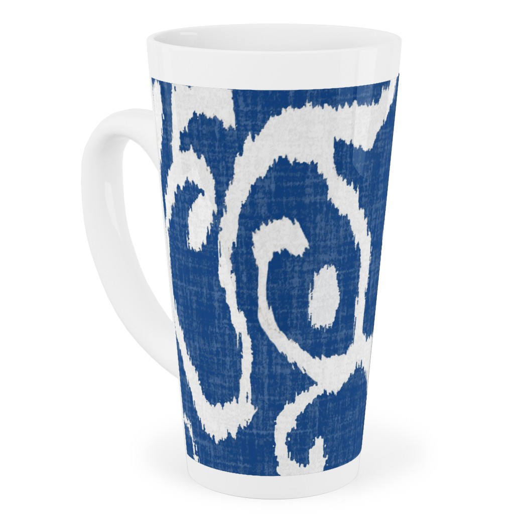 Lucette Ikat - Navy Tall Latte Mug, 17oz, Blue, True Blue