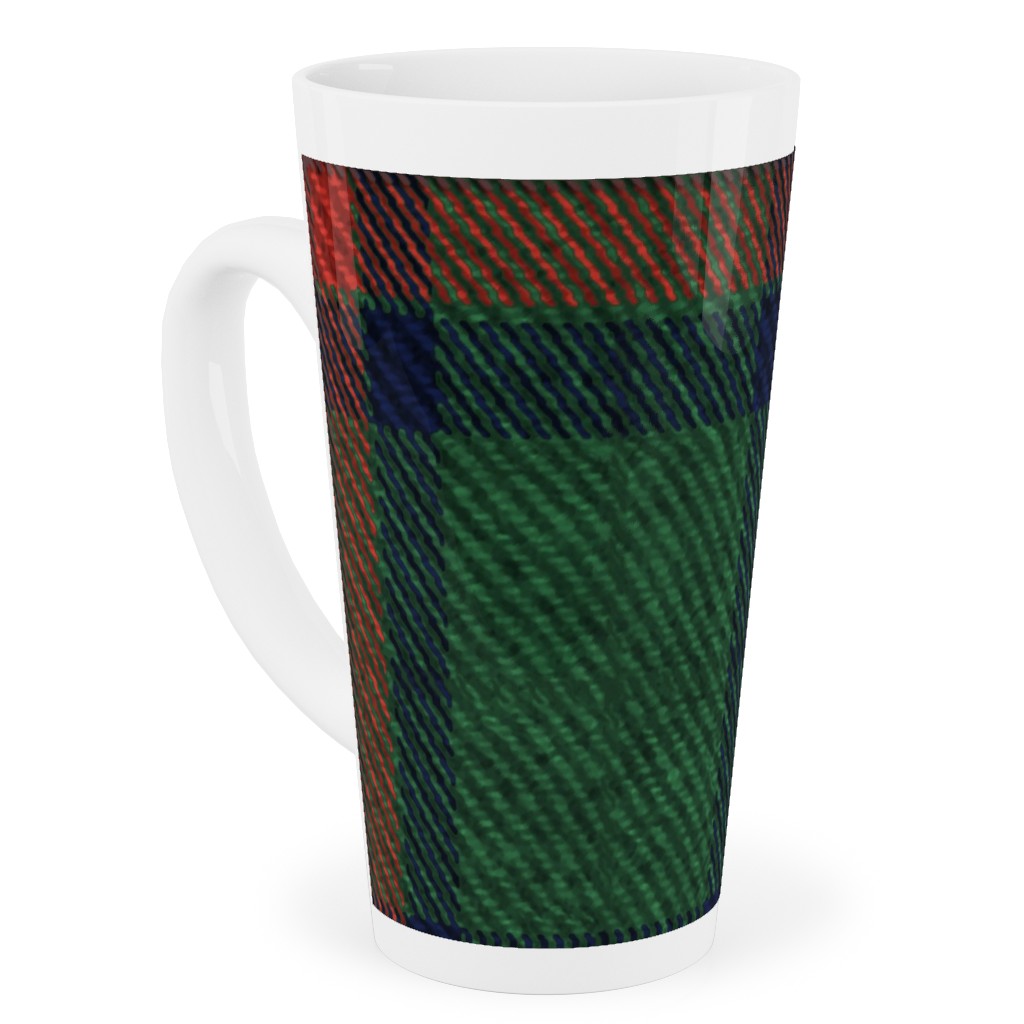 Holiday Tartan Tall Latte Mug, 17oz, Green, Classic Green