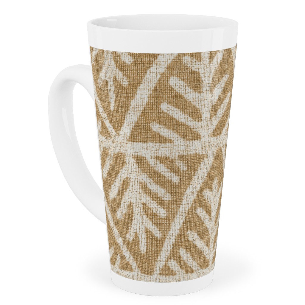 Textured Mudcloth Tall Latte Mug, 17oz, Brown, Cafe