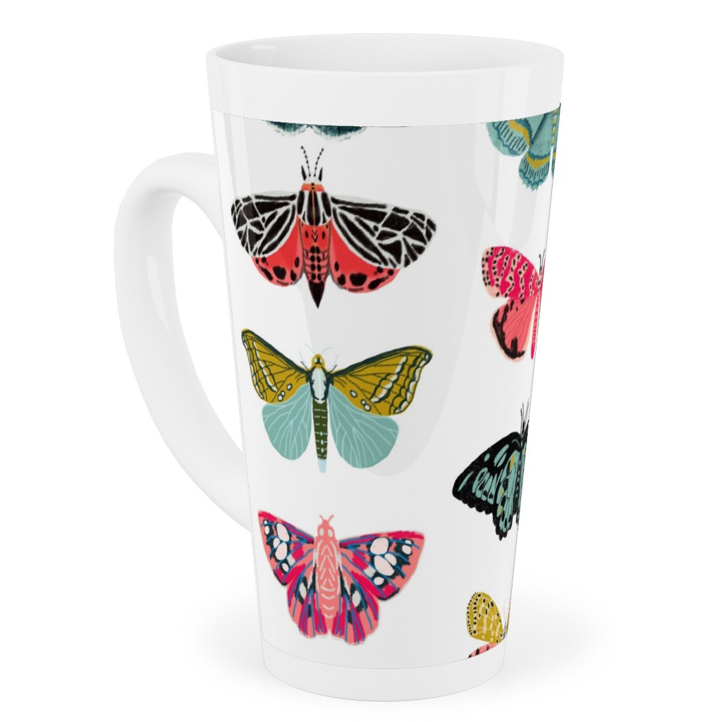 Moths and Butterflies Spring Garden - Light Tall Latte Mug, 17oz, Multicolor