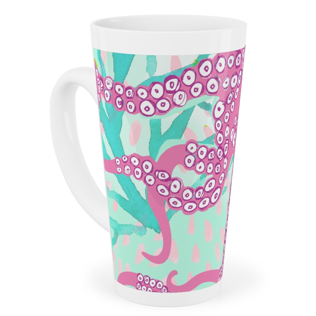 Oceana - Pink and Teal Tall Latte Mug, 17oz, Multicolor