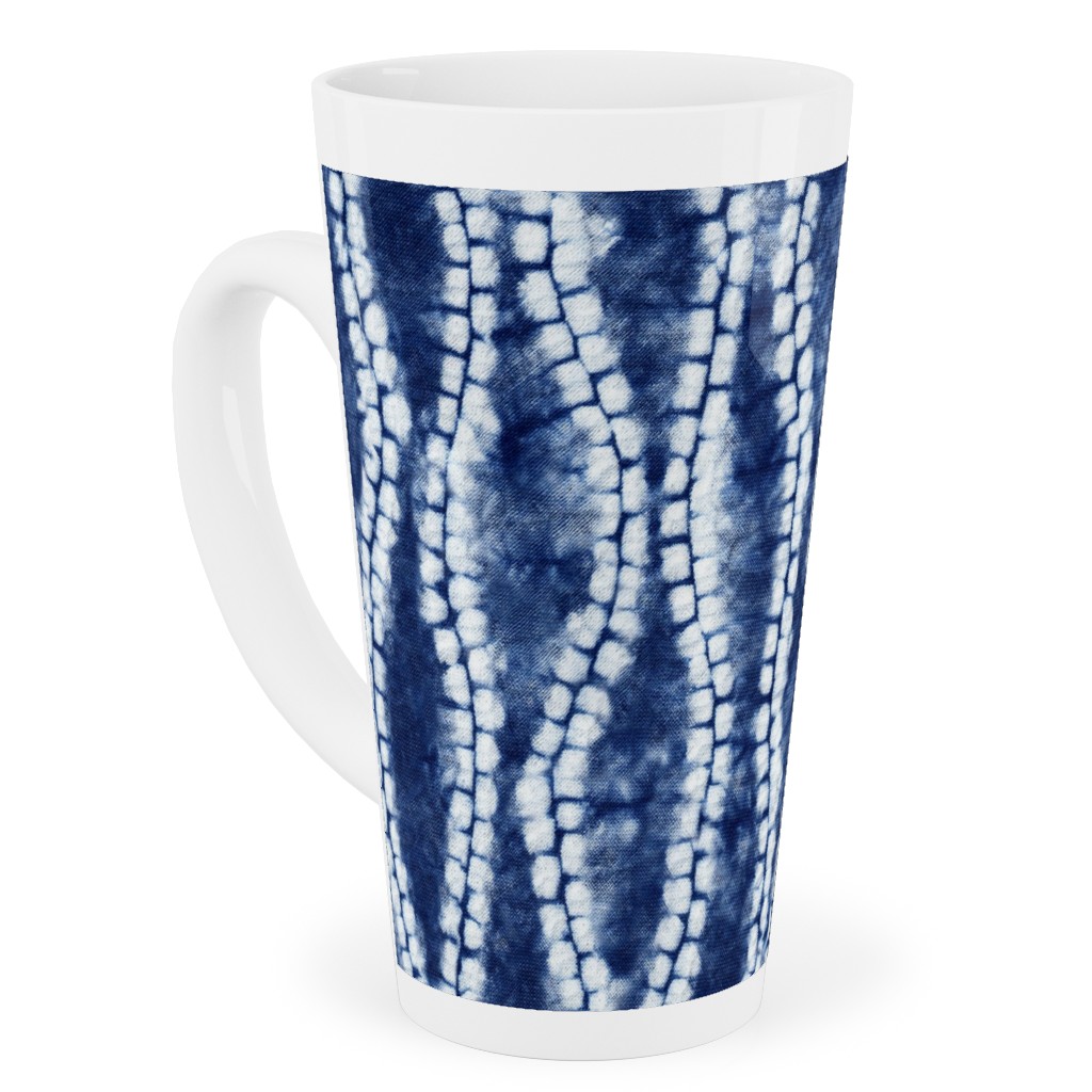 Shibori Ripples - Blue Tall Latte Mug, 17oz, Blue