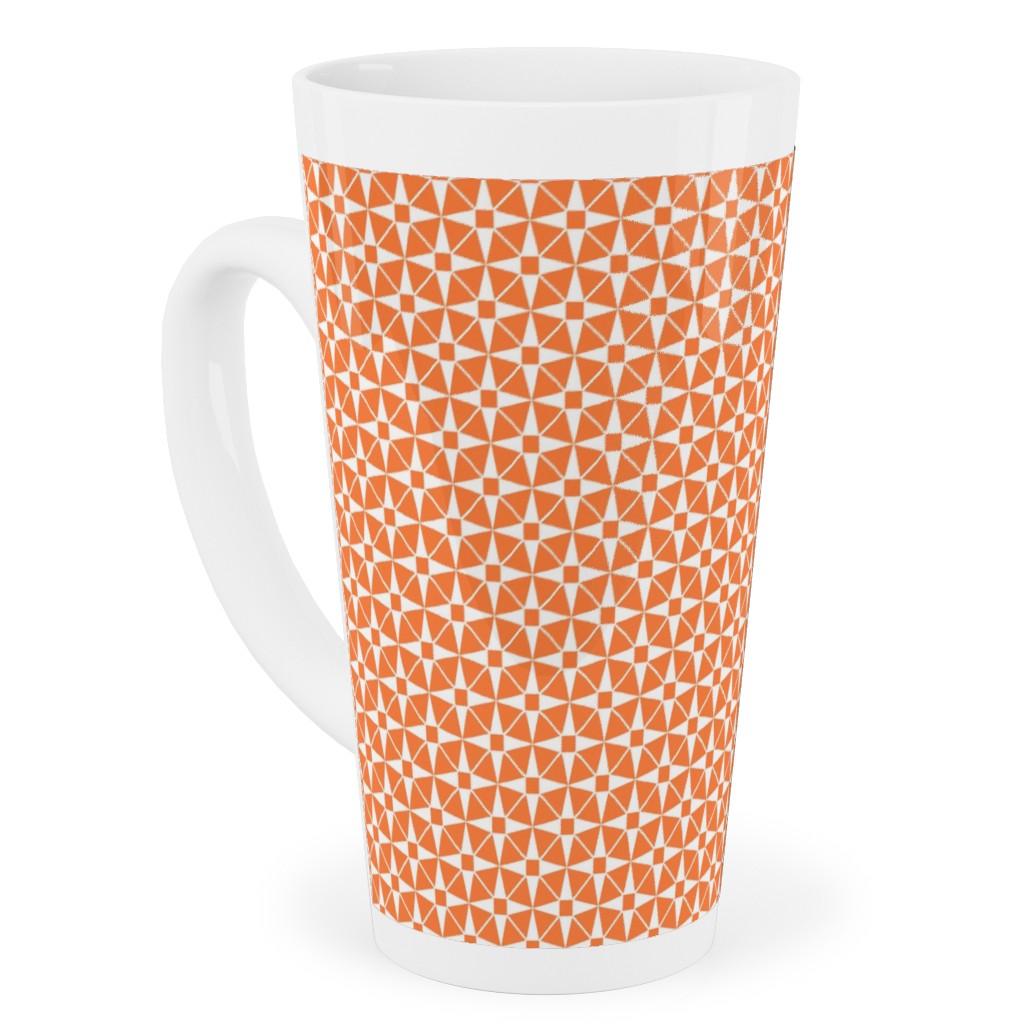 Starburst Geometric - Orange Tall Latte Mug, 17oz, Orange, Orange