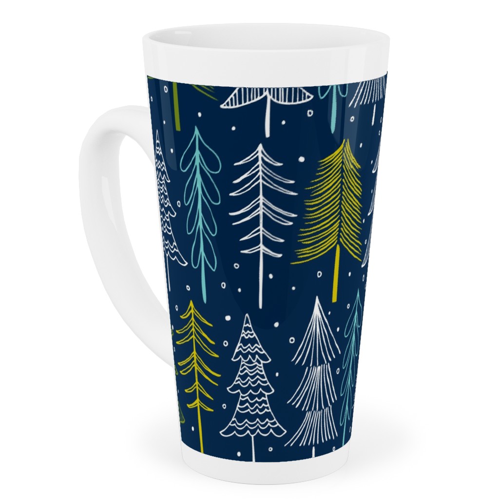 Oh' Christmas Tree Tall Latte Mug, 17oz, Blue, Silhouette