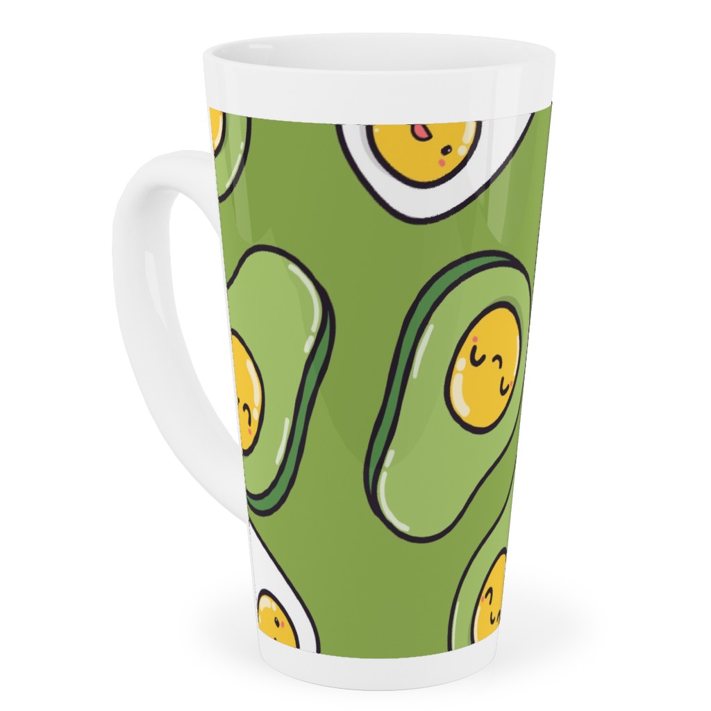 Cute Egg and Avocado - Green Tall Latte Mug, 17oz, Green