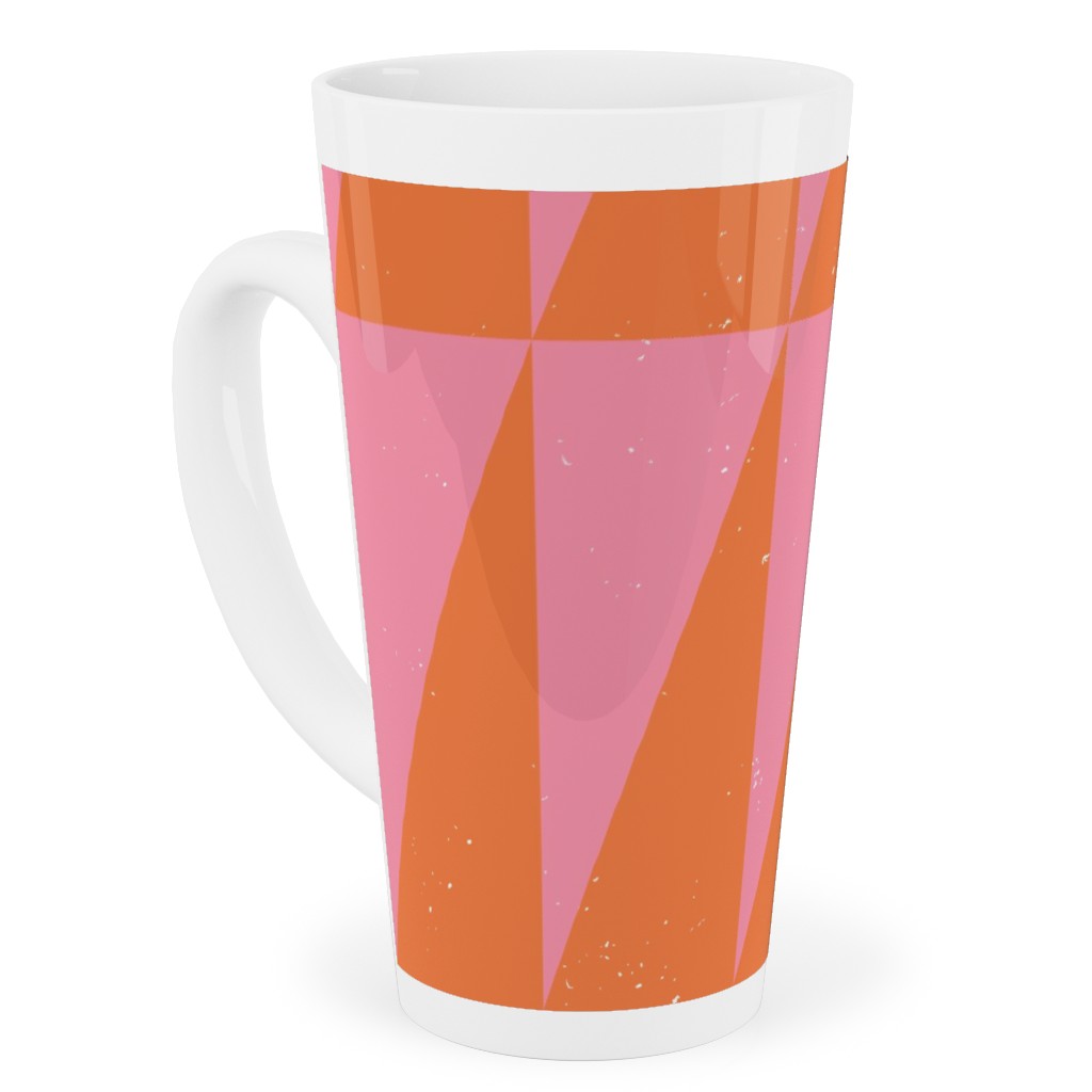 Dual Traingles - Pink Tall Latte Mug, 17oz, Pink, Bright Pink