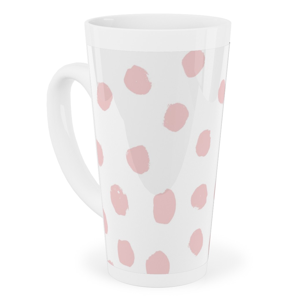 Soft Painted Dots Tall Latte Mug, 17oz, Pink