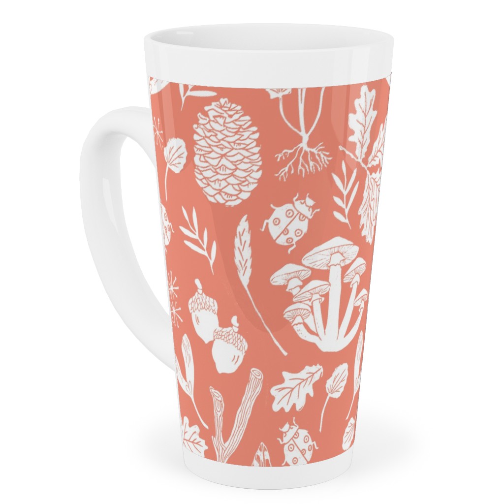 Nature Walk Block Print - Pink Tall Latte Mug, 17oz, Pink