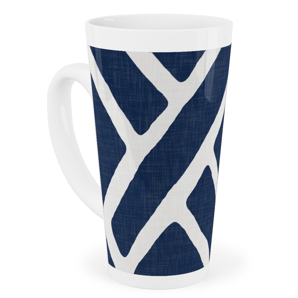 Savannah Trellis Tall Latte Mug, 17oz, Blue, Silhouette