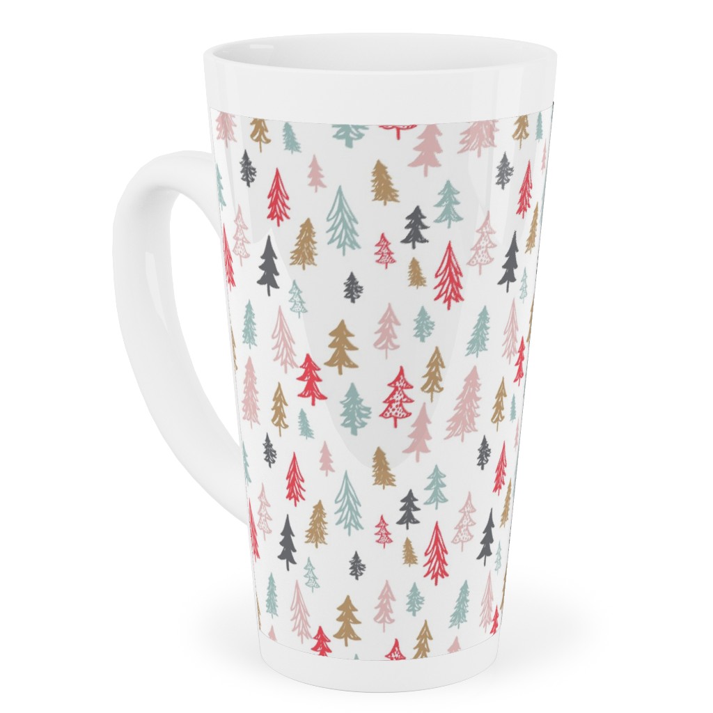 Forest Sketch - Red and Pink Tall Latte Mug, 17oz, Red, Red