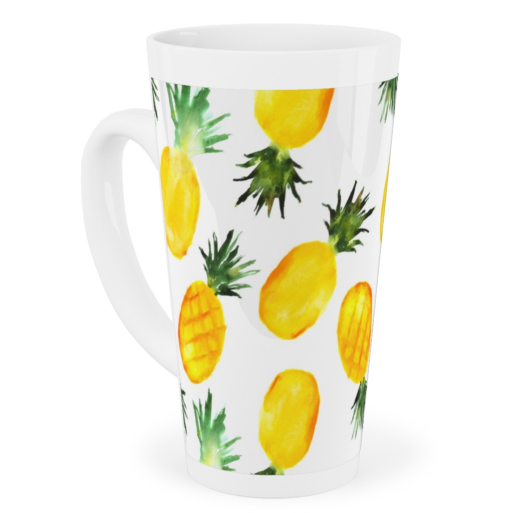 Watercolor Pineapples - Yellow Tall Latte Mug, 17oz, Yellow