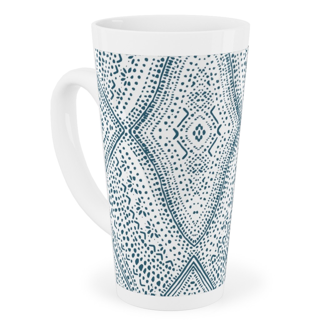 Tribal Dot - Navy Tall Latte Mug, 17oz, Blue, True Blue
