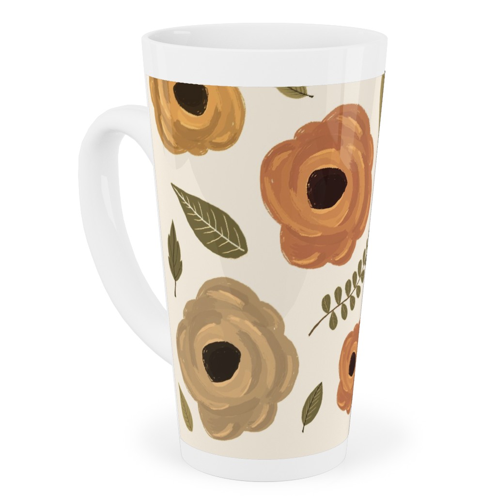 Fall Flowers - Light Tall Latte Mug, 17oz, Multicolor